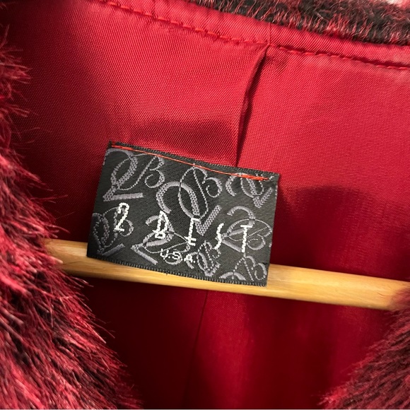 Vintage 2 Best USA Velvet Faux Fur Jacket Red Button Pin Up Goth Burlesque Retro - Picture 4 of 12